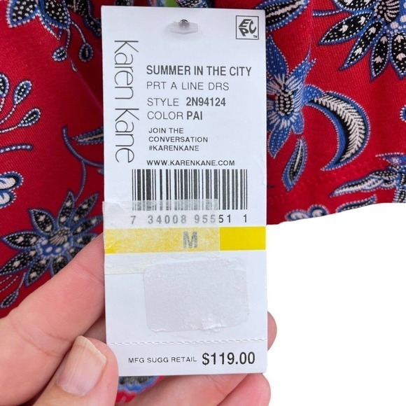 Karen Kane Women’s A-line Red Paisley Floral Mini Dress Size Medium NWT - Picture 11 of 14